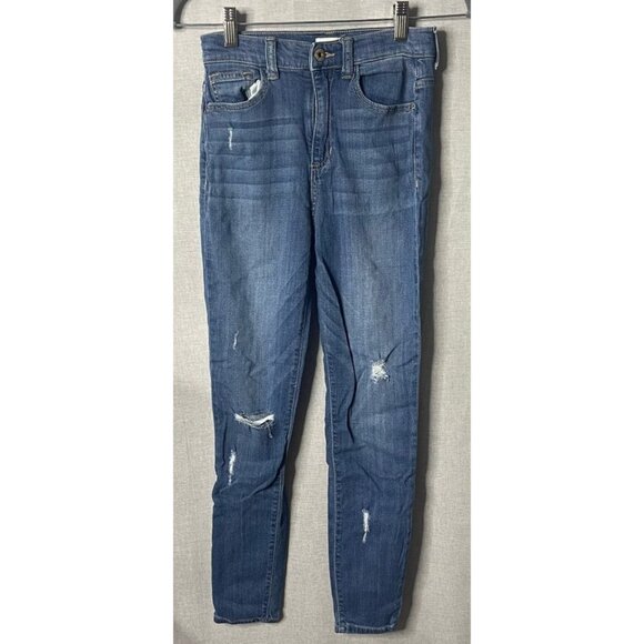 Sneak Peek Denim - Sneak Peek Womens Slim Skinny Jeans Blue Distressed High Rise Denim Juniors 3
